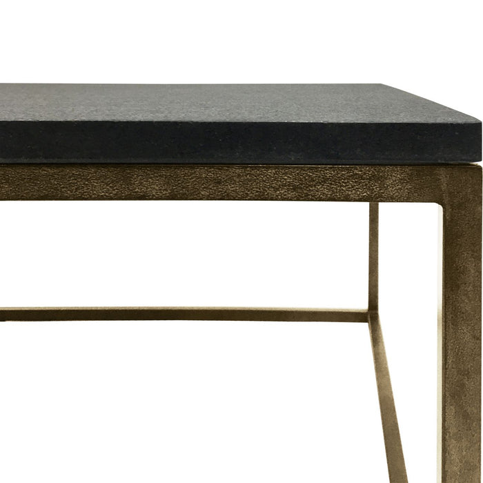 Jacqueline Iron Coffee Table, Aged Champagne Finish, Galaxy Slate Top, Small