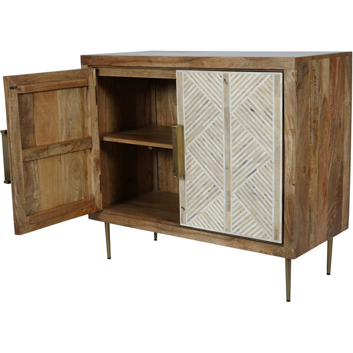Isabella Sideboard Cabinet, Metal Legs, Bone, Mango Wood, 2 Door