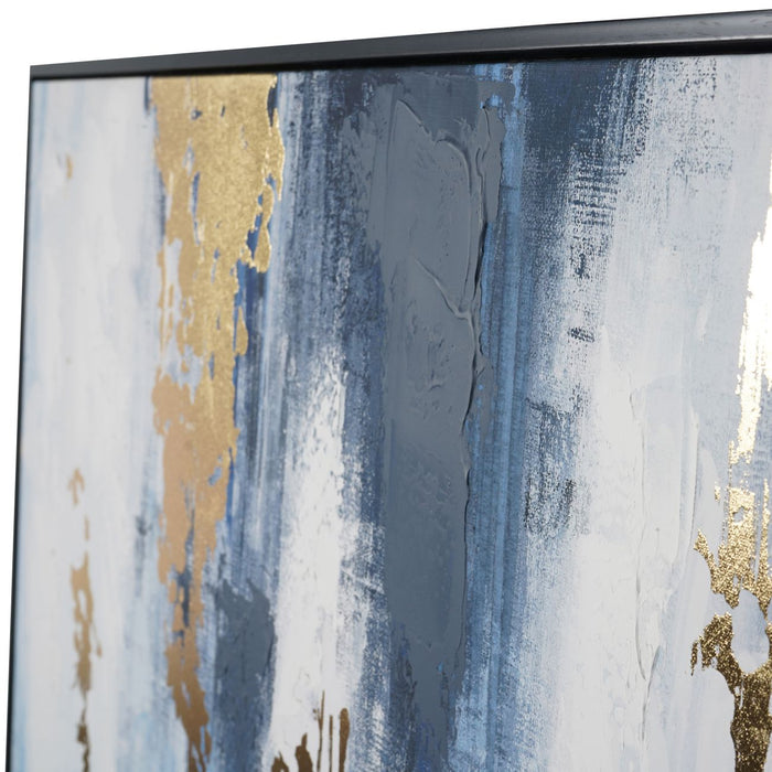 Urbanite Blue Distressed Foiled Framed Canvas