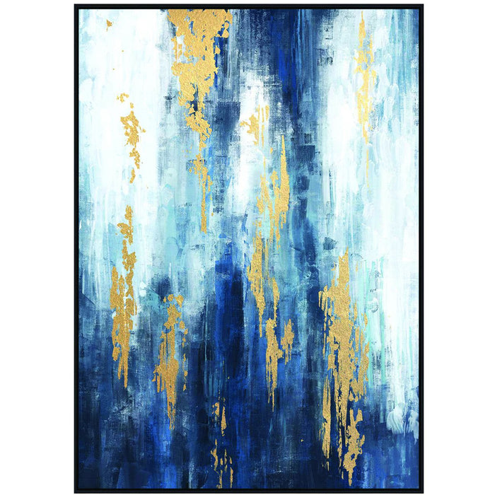 Urbanite Blue Distressed Foiled Framed Canvas