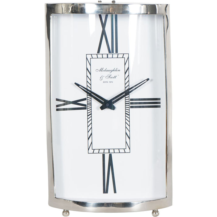 Huntington Mantel Clock, Silver, White, Metal, Contemporary - Small