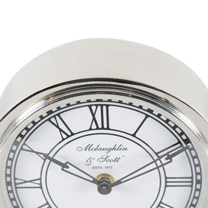 Carriage Mantel Clock, Silver, White, Metal, Art Deco