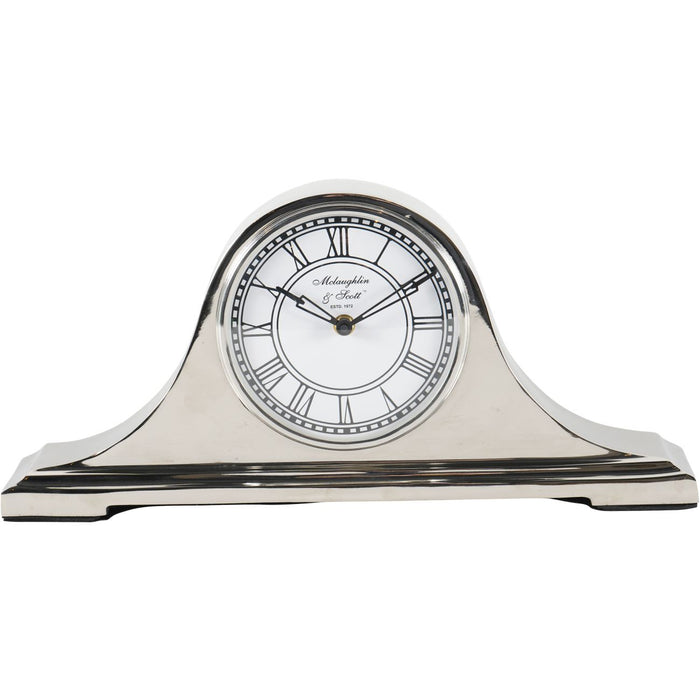 Carriage Mantel Clock, Silver, White, Metal, Art Deco