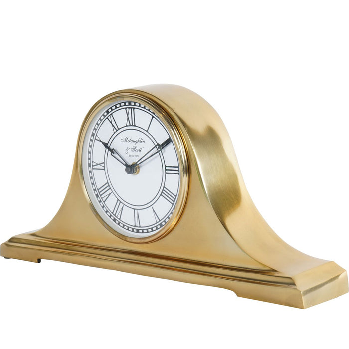Carriage Mantel Clock, Gold, White, Metal, Art Deco
