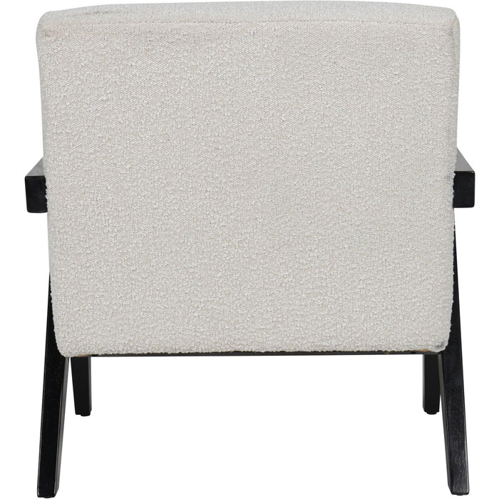 Clarence Armchair / Accent Chair, Cream Boucle, Black Wood Frame