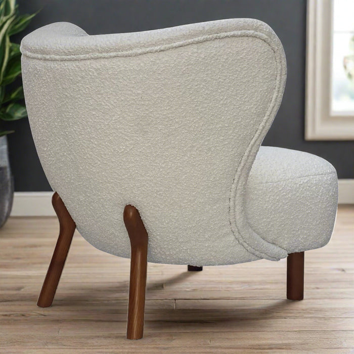 Portland Wingback Accent Chair, Soft Cream Boucle, Walnut Legs