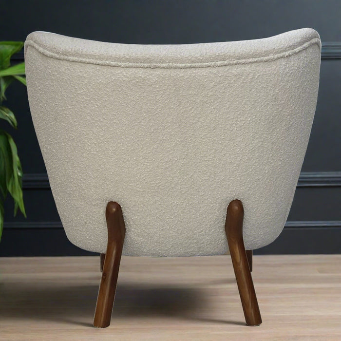 Portland Wingback Accent Chair, Soft Cream Boucle, Walnut Legs