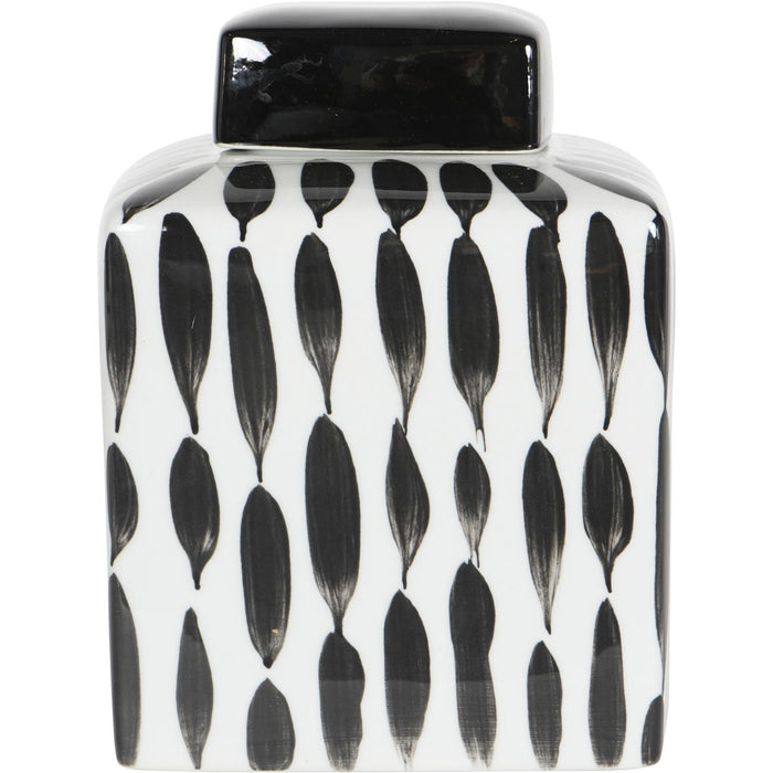 Decorative Large Ginger Jar, Black, White, Vertical Stripes, 30cm