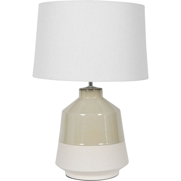 Yvonne Soft Green Dipped Glaze Table Lamp Large with Ivory Coolie Shade