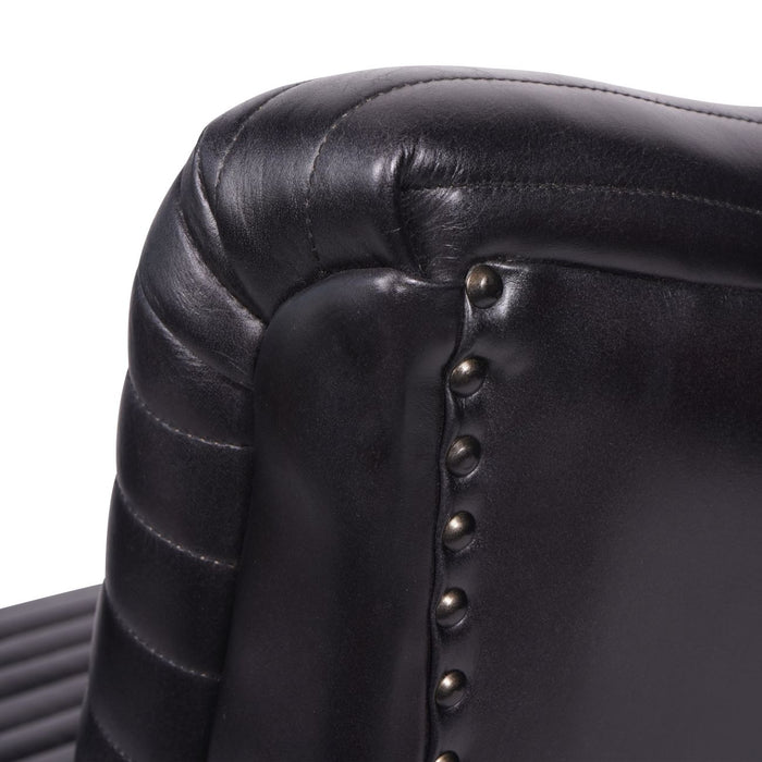 Trinity Black Ribbed Leather Accent Chair