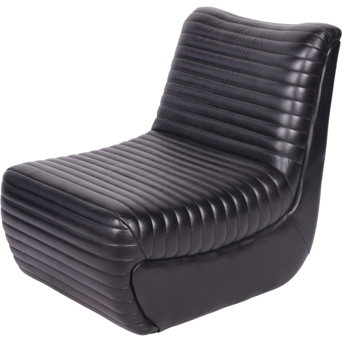 Trinity Black Ribbed Leather Accent Chair