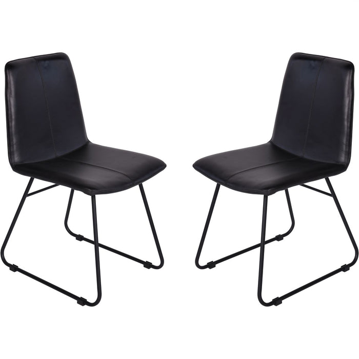 Robinson Black Leather Dining Chairs S/2