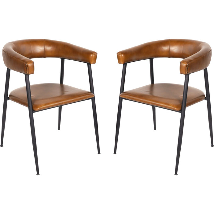 Churchill Tan Leather Dining Chairs S/2