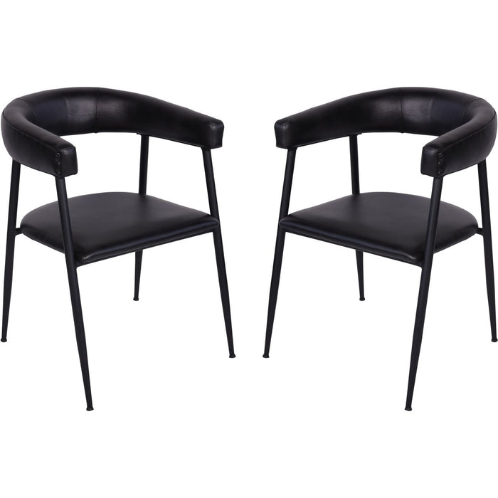 Churchill Dark Grey Leather Dining Chairs - S/2