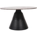 Jacqueline Large Coffee Table, Charcoal Black, Dark Travertine, Metal Base, Round Top