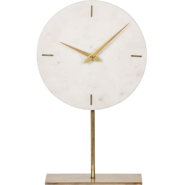 White Marble Mantle Clock On Stand