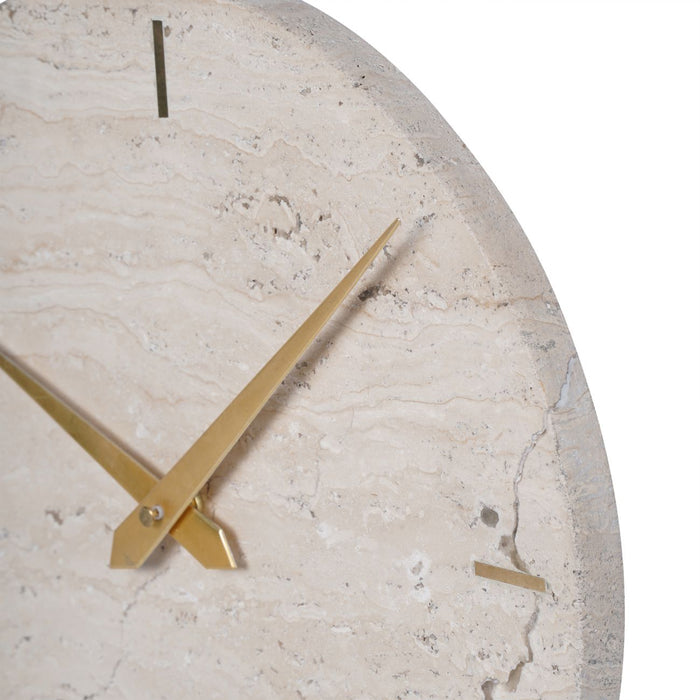 Horton Mantle Clock, Cream, Gold, Stone, Metal,