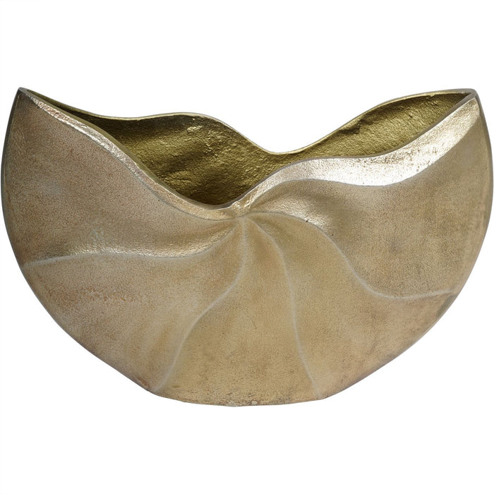 Cast Aluminium Vase, Gold, Swirl Texture