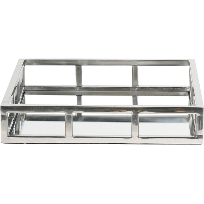 Silver Decorative Tray, Square, Mirrored -  Small