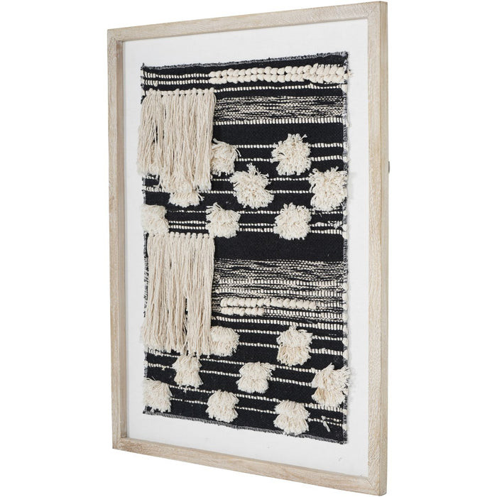 Framed Handmade Monochrome Textured Rug Wall Art