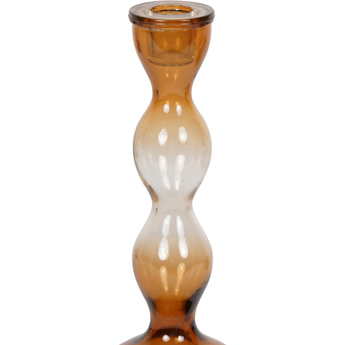 Bobble Glass Candlestick In A Burnt Orange Ombre - Small