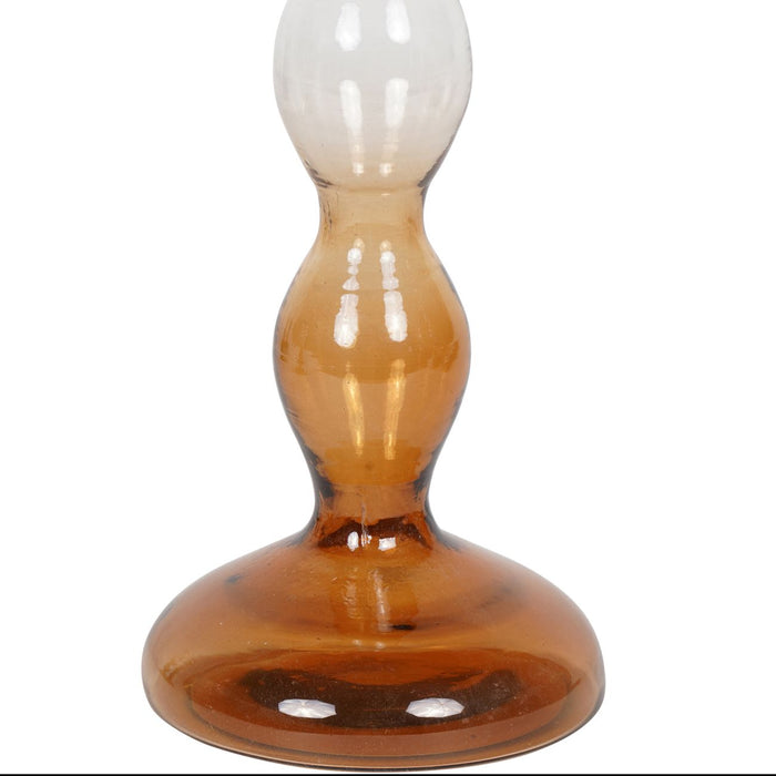 Bobble Glass Candlestick In A Burnt Orange Ombre - Large 32cm