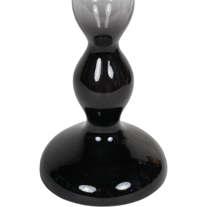 Bobble Glass Candlestick In A Midnight Black Ombre - Small 24cm