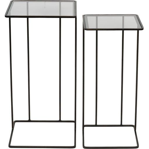 Karolina Side Tables, Metal Frame, Clear Glass Top, Set of 2