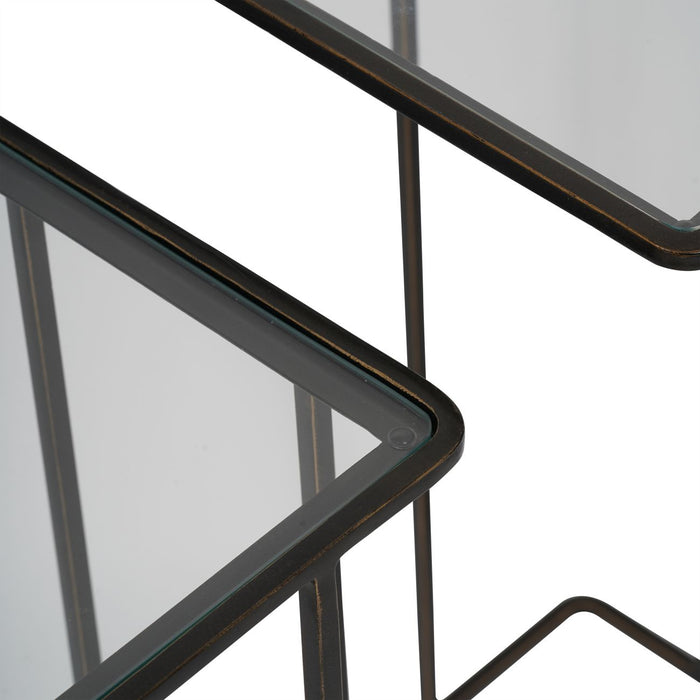 Karolina Side Tables, Metal Frame, Clear Glass Top, Set of 2