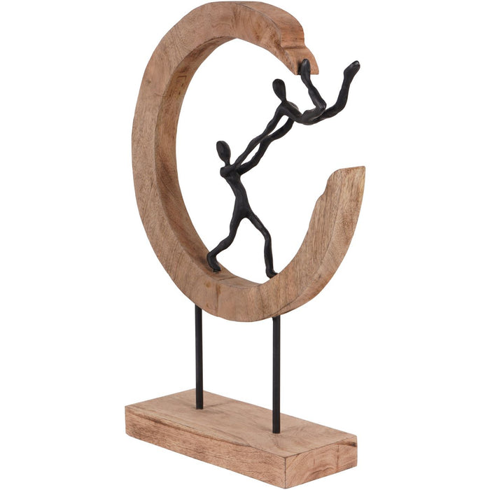 Playful People Sculpture, Black, Wood Stand