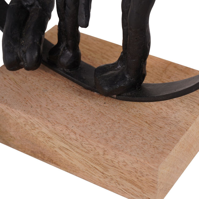 Bonding Family Sculpture,Black Metal, Wood Stand