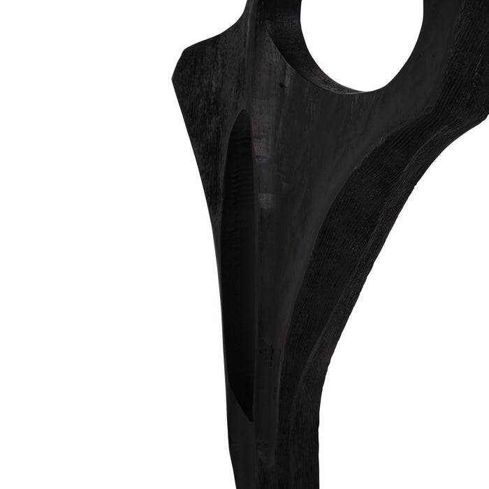 Burnished Black Wooden Sculpture, Hand Craved - Large