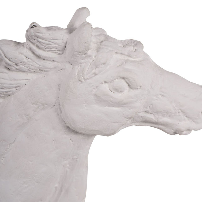 Abstract Carved Horse Sculpture, White