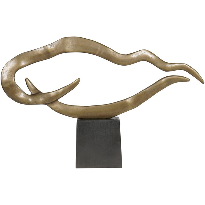 Abstract Textured Brass Aluminium Sculpture - Small