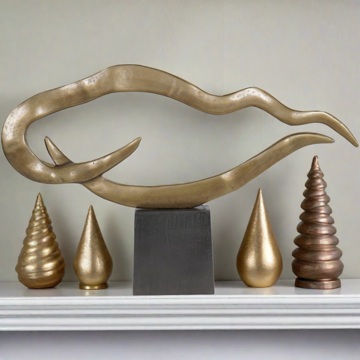 Abstract Textured Brass Aluminium Sculpture - Small
