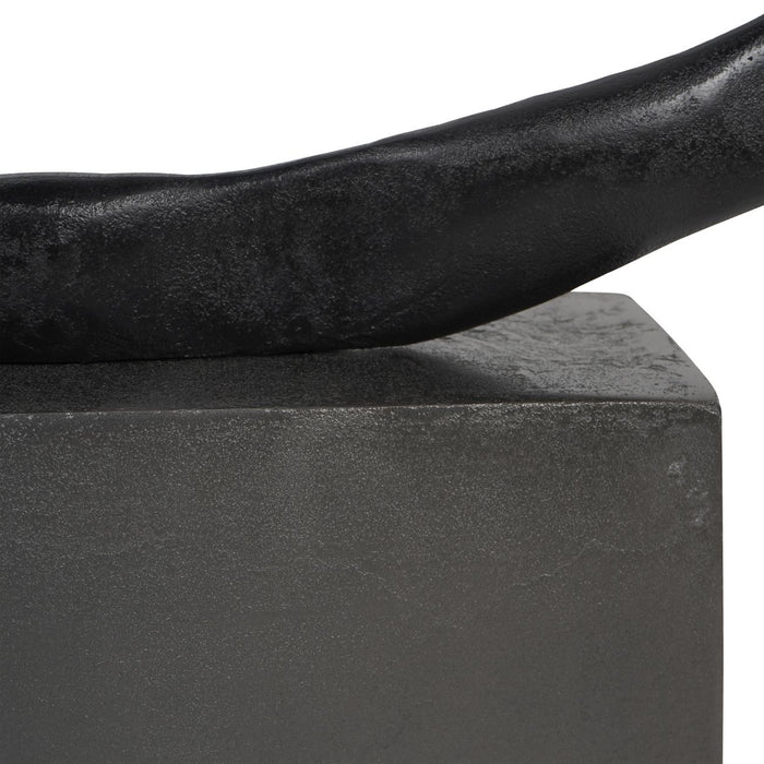 Abstract Textured Black Aluminium Sculpture - Large