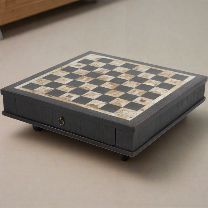Luxury Handcrafted Chess Set, Wooden, Storage Drawer