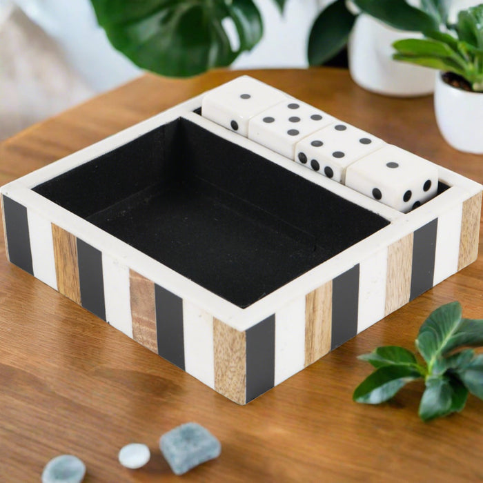 4 Dice in a Tray Game, Wooden