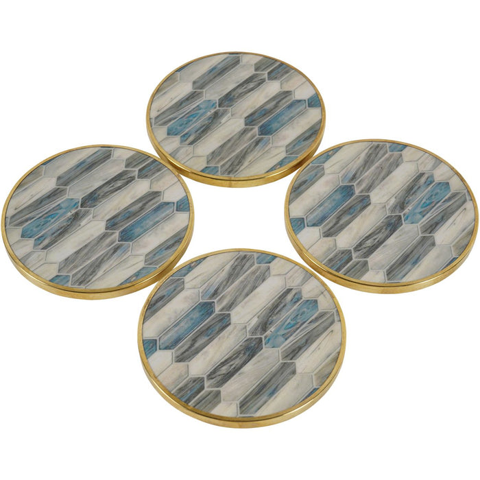 Blue Grey Mosaic Style  Coasters- Set of 4