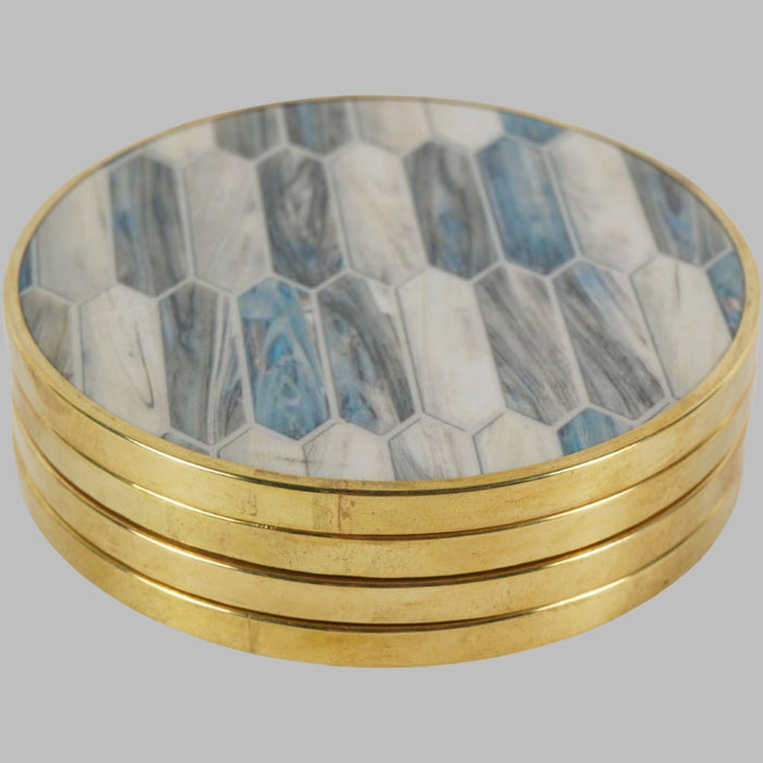 Blue Grey Mosaic Style  Coasters- Set of 4