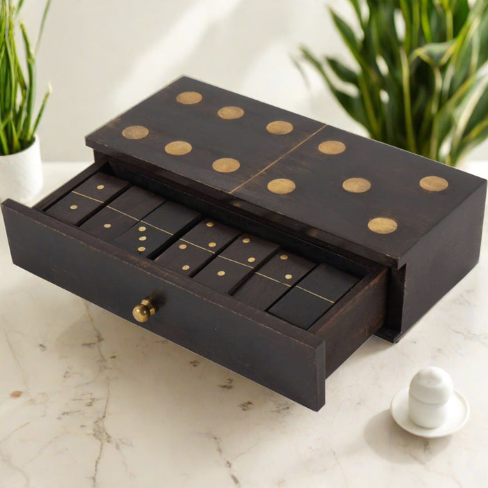Columbia Small Wooden Domino Set in Wooden Storage Box