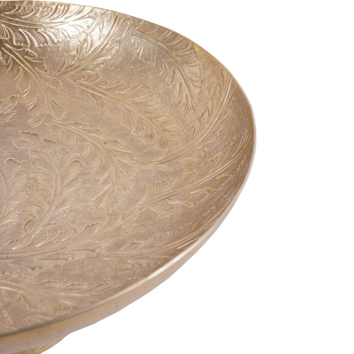 Laura Ashley Bowl, Winspear Metal Gold, Leaf Embossed, Round Footed