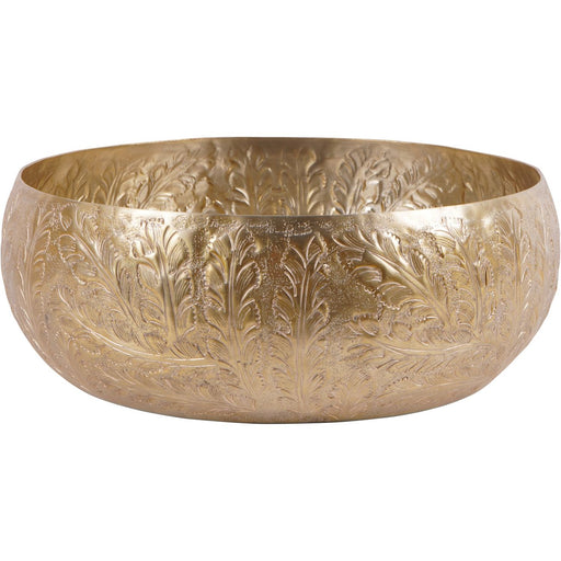 Laura Ashley Large Bowl, Winspear Metal Gold, Leaf Embossed, Round Convex 