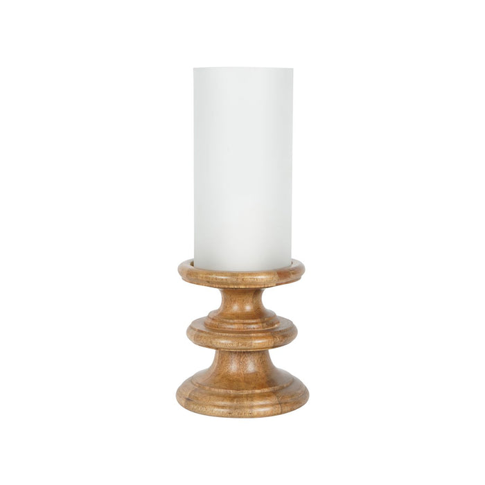 Laura Ashley Wooden Plinth Hurricane with Frosted Glass