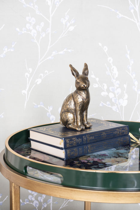 Laura Ashley Sitting Hare Sculpture, Antique Gold - Small