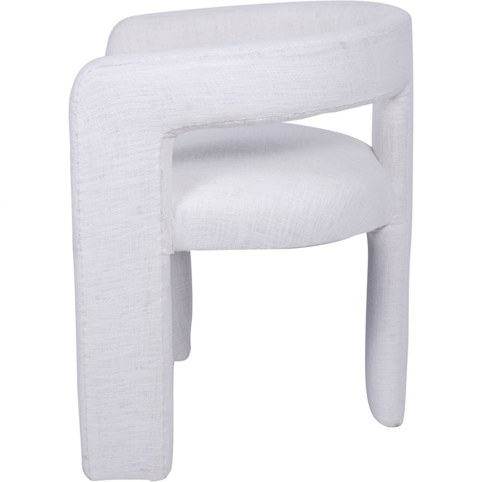 Milan Accent Chair, Fully Upholstered Ivory Slub Fabric