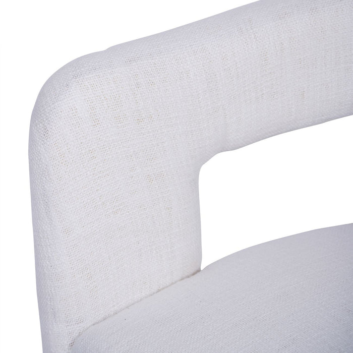 Milan Accent Chair, Fully Upholstered Ivory Slub Fabric