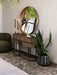 Hunter Console Table, Metal Legs, Solid Wooden Top, Corrugated, Antique Gold 