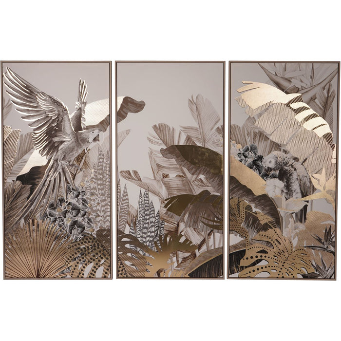 Framed Tropical Birds 3 Piece Canvas Wall Art