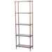 Tall Floor Shelf Unit, Copper Metal Frame, Five Tier, Rectangular, High Quality Ceramic Shelf